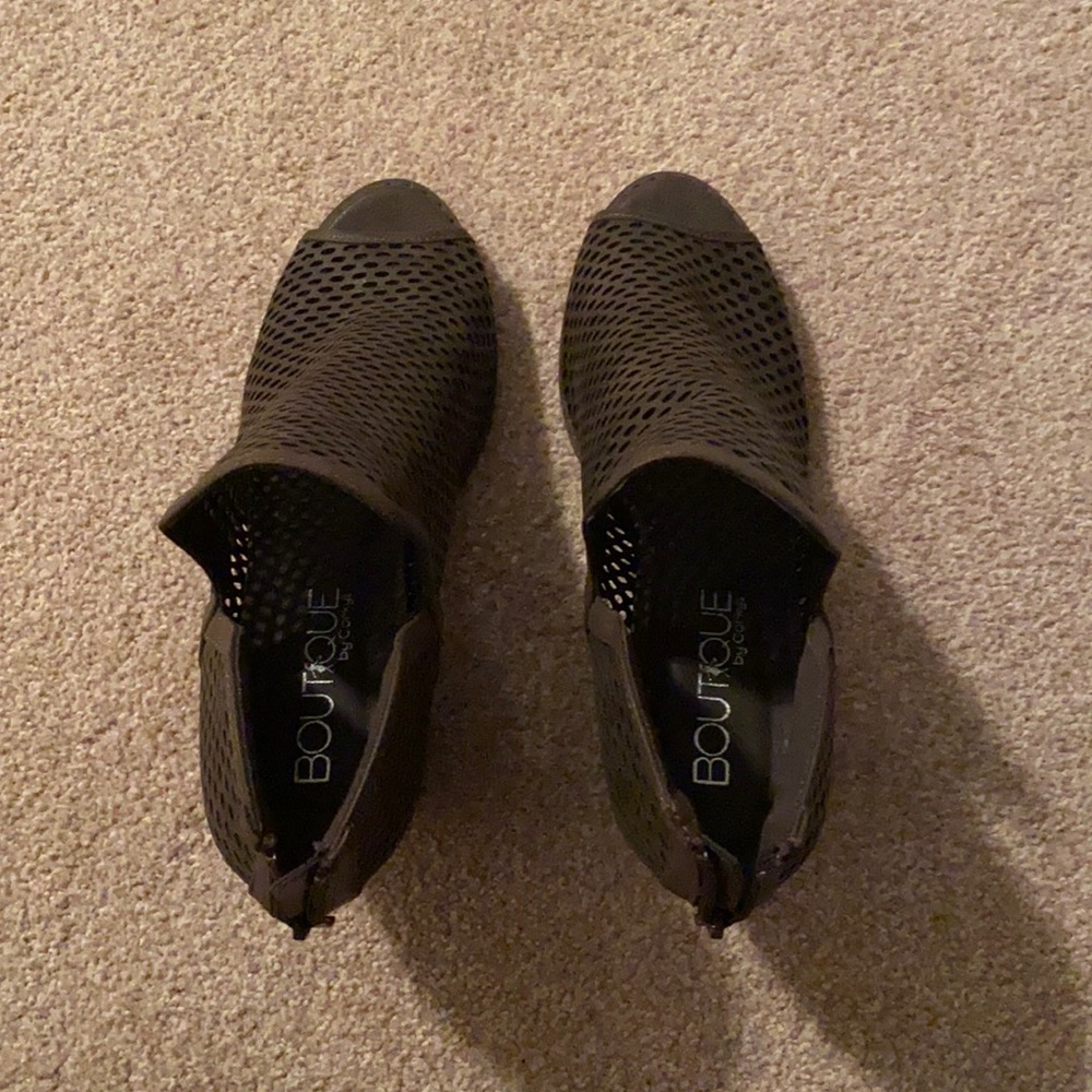 Brown booties with peep toe